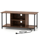 TV Stand Entertainment Center with Open Storage Shelves and Power Outlets to 50 Inches-Rustic Brown by LJGDeals