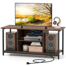 TV Stand Entertainment Center with Open Storage Shelves and Power Outlets to 50 Inches-Rustic Brown by LJGDeals