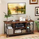 TV Stand Entertainment Center with Open Storage Shelves and Power Outlets to 50 Inches-Rustic Brown by LJGDeals