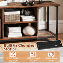 TV Stand Entertainment Center with Open Storage Shelves and Power Outlets to 50 Inches-Rustic Brown by LJGDeals