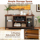 TV Stand Entertainment Center with Open Storage Shelves and Power Outlets to 50 Inches-Rustic Brown by LJGDeals