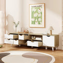 TV Stand for TVs up to 65” Television Cabinet w/ 5 Drawers & 3 Open Shelves-Oak by LJGDeals