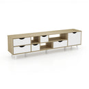 TV Stand for TVs up to 65” Television Cabinet w/ 5 Drawers & 3 Open Shelves-Oak by LJGDeals
