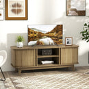 TV Stand for 55-Inch TV Media Console Table with Dual Sliding Doors-Oak by DirectDeals