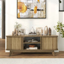 TV Stand for 55-Inch TV Media Console Table with Dual Sliding Doors-Oak by DirectDeals