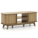 TV Stand for 55-Inch TV Media Console Table with Dual Sliding Doors-Oak by LJGDeals