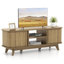 TV Stand for 55-Inch TV Media Console Table with Dual Sliding Doors-Oak by LJGDeals