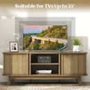TV Stand for 55-Inch TV Media Console Table with Dual Sliding Doors-Oak by LJGDeals