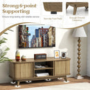 TV Stand for 55-Inch TV Media Console Table with Dual Sliding Doors-Oak by LJGDeals