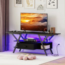 TV Stand for 65 Inch TVs with Power Outlets and LED Lights by LJGDeals