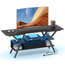 TV Stand for 65 Inch TVs with Power Outlets and LED Lights by LJGDeals