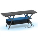TV Stand for 65 Inch TVs with Power Outlets and LED Lights by LJGDeals