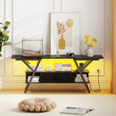 TV Stand for 65 Inch TVs with Power Outlets and LED Lights by LJGDeals