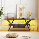 TV Stand for 65 Inch TVs with Power Outlets and LED Lights by LJGDeals