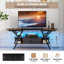 TV Stand for 65 Inch TVs with Power Outlets and LED Lights by LJGDeals