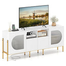 TV Stand for 70 Inch TV with Power Outlets Drawers and Open Shelves-White by LJGDeals