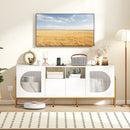 TV Stand for 70 Inch TV with Power Outlets Drawers and Open Shelves-White