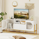 TV Stand for 70 Inch TV with Power Outlets Drawers and Open Shelves-White by LJGDeals