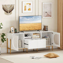 TV Stand for 70 Inch TV with Power Outlets Drawers and Open Shelves-White by LJGDeals