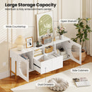 TV Stand for 70 Inch TV with Power Outlets Drawers and Open Shelves-White by LJGDeals