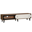 TV Stand for 80 Inch TVs Mid Century Modern Entertainment Center with Sliding Door Cabinet-Walnut by LJGDeals