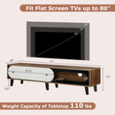 TV Stand for 80 Inch TVs Mid Century Modern Entertainment Center with Sliding Door Cabinet-Walnut by LJGDeals