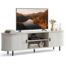 TV Stand for 80 Inch TVs Mid Century Modern Entertainment Center with Fluted Sliding Doors by LJGDeals