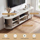 TV Stand for 80 Inch TVs Mid Century Modern Entertainment Center with Fluted Sliding Doors by DirectDeals