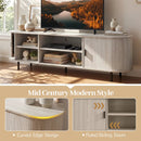 TV Stand for 80 Inch TVs Mid Century Modern Entertainment Center with Fluted Sliding Doors by DirectDeals
