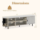 TV Stand for 80 Inch TVs Mid Century Modern Entertainment Center with Fluted Sliding Doors by LJGDeals