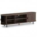 TV Stand for 80 Inch TVs Mid Century Modern Entertainment Center with Fluted Sliding Doors by DirectDeals
