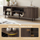 TV Stand for 80 Inch TVs Mid Century Modern Entertainment Center with Fluted Sliding Doors by DirectDeals