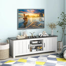 TV Stand with 2 Cabinets and Open Shelves for TVs up to 65 Inch by LJGDeals