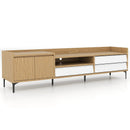 TV Stand for TVs up to 80 Inch Mid Century Modern Entertainment Center with Storage Cabinet-Natural by LJGDeals