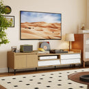 TV Stand for TVs up to 80 Inch Mid Century Modern Entertainment Center with Storage Cabinet-Natural by LJGDeals
