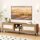 TV Stand for TVs up to 70 Inch Waveform Fluted Entertainment Center-Oak by LJGDeals