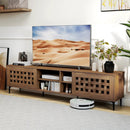 TV Stand for TVs up to 80" with 2 Doors and Storage Cabinets-Walnut by LJGDeals