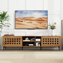 TV Stand for TVs up to 80" with 2 Doors and Storage Cabinets-Walnut by LJGDeals