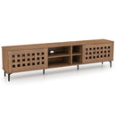 TV Stand for TVs up to 80" with 2 Doors and Storage Cabinets-Walnut by LJGDeals