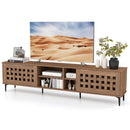 TV Stand for TVs up to 80" with 2 Doors and Storage Cabinets-Walnut by LJGDeals