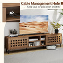 TV Stand for TVs up to 80" with 2 Doors and Storage Cabinets-Walnut by LJGDeals