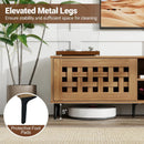 TV Stand for TVs up to 80" with 2 Doors and Storage Cabinets-Walnut by LJGDeals