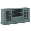 TV Stand for TVs up to 70 with Glass Doors Cubbies and Drawer