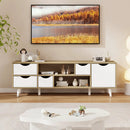 TV Stand for TVs up to 55” Television Cabinet w/ 4 Drawers & 2 Open Shelves-Oak by LJGDeals
