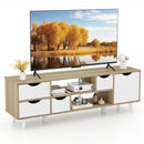 TV Stand for TVs up to 55” Television Cabinet w/ 4 Drawers & 2 Open Shelves-Oak by LJGDeals