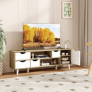 TV Stand for TVs up to 55” Television Cabinet w/ 4 Drawers & 2 Open Shelves-Oak by LJGDeals