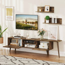 Mid-century Modern TV Stand for TVs up to 85 Inch with Open Compartments-Walnut by LJGDeals