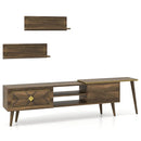 Mid-century Modern TV Stand for TVs up to 85 Inch with Open Compartments-Walnut by LJGDeals