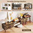 Mid-century Modern TV Stand for TVs up to 85 Inch with Open Compartments-Walnut