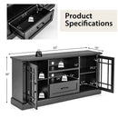 TV Stand for TVs up to 70  with Glass Doors Cubbies and Drawer-Black